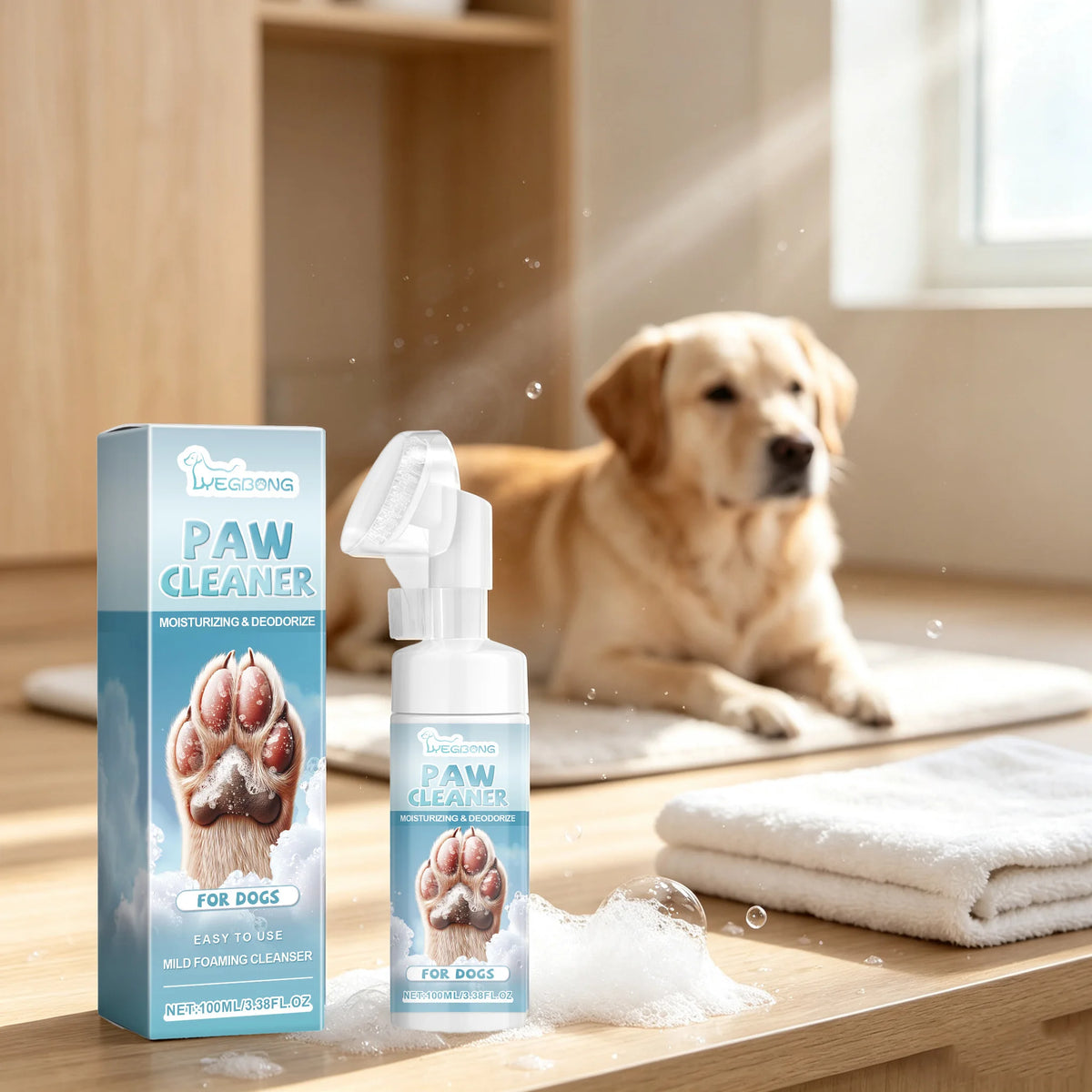 100ML Pet Paw Cleaner Mild Formula Gentle Cleaning Dirts Remove Dirts Moisturizing Anti-chapping Eliminate Bad Odors Easy Rinse Pet Paw Cleaner with Silicone Brush