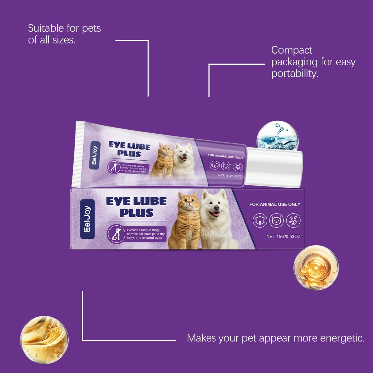 15G Pet Eye Tear Stain Remover Gentle Cleaning Tear Stains No-rinse Cleaning Non-irritating Portable Daily Care Pet Eye Stain Remover for Pets & Dogs