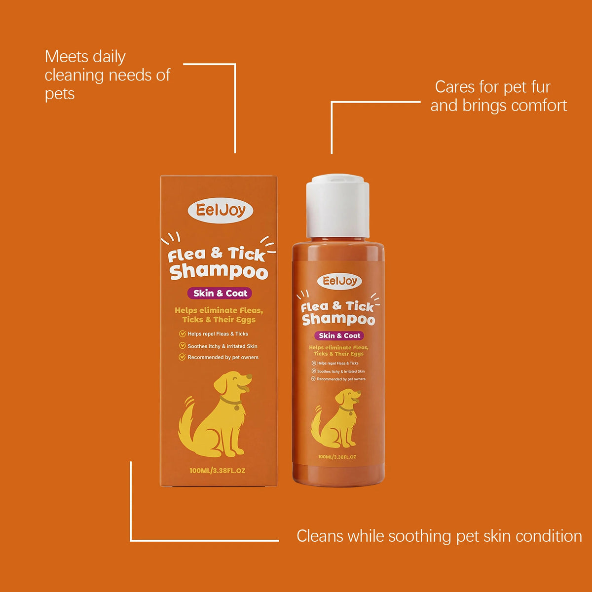 100ML Pet Cleaning Shampoo Gentle Remove Dirts Eliminate Bad Odors Smoothing & Volumizing Hair Soothing Redness Flea Repellent Daily Care Pet Cleaner