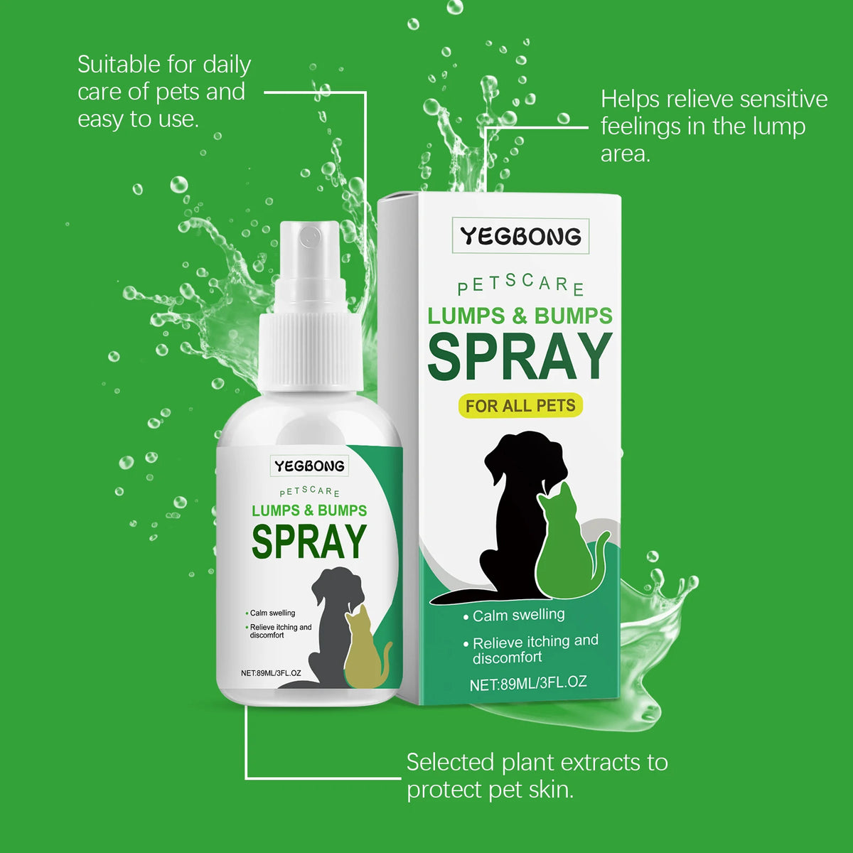 89ML Pet Skin Care Spray Nourishing Skin Soothing Swelling Relief Itching & Discomfort Protective Daily Pet Care Spray for Dogs & Cats