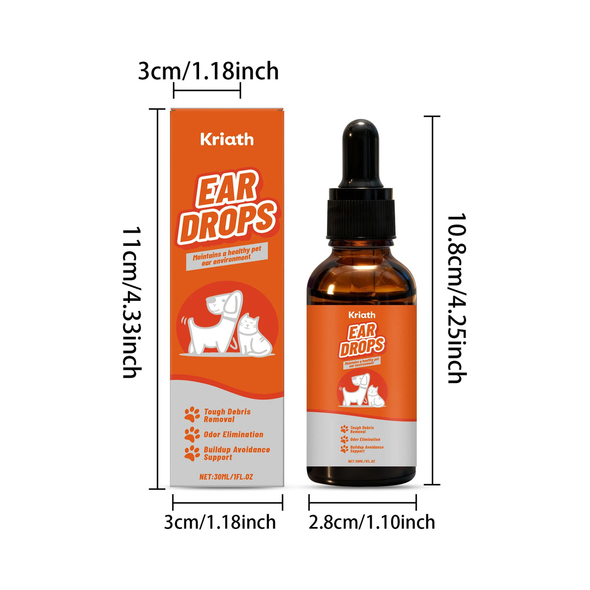 30ML Pet Ear Care Drops Gentle Remove Tough Debris Eliminate Bad Odor Maintain Ear Health Non-irritating Relief Discomfort Pet Ear Care Serum for Cats & Dogs
