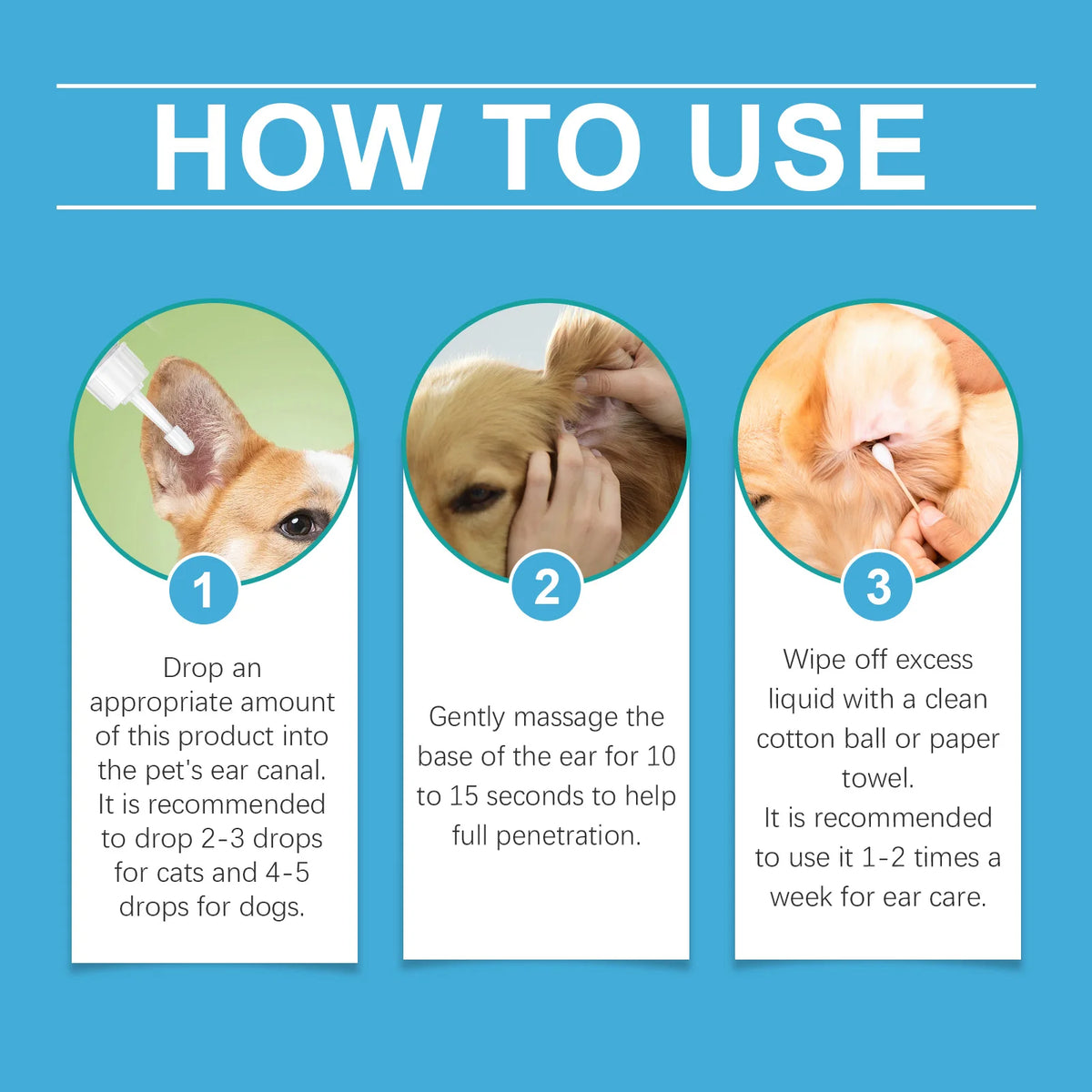 120ML Pet Ear Care Solution Liquid Gentle Cleaning Earwax Mite Removal Eliminating Bad Odor Soothing Discomfort Relief Itching Natural Ear Care Cleaner