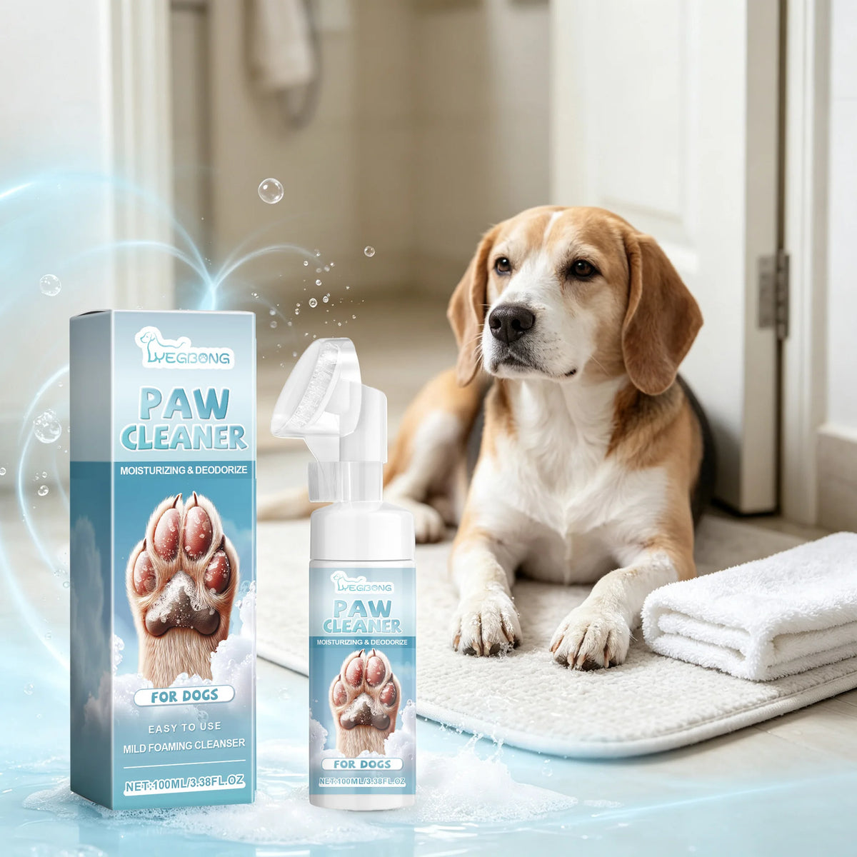 100ML Pet Paw Cleaner Mild Formula Gentle Cleaning Dirts Remove Dirts Moisturizing Anti-chapping Eliminate Bad Odors Easy Rinse Pet Paw Cleaner with Silicone Brush