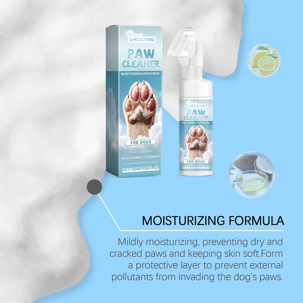 100ML Pet Paw Cleaner Mild Formula Gentle Cleaning Dirts Remove Dirts Moisturizing Anti-chapping Eliminate Bad Odors Easy Rinse Pet Paw Cleaner with Silicone Brush
