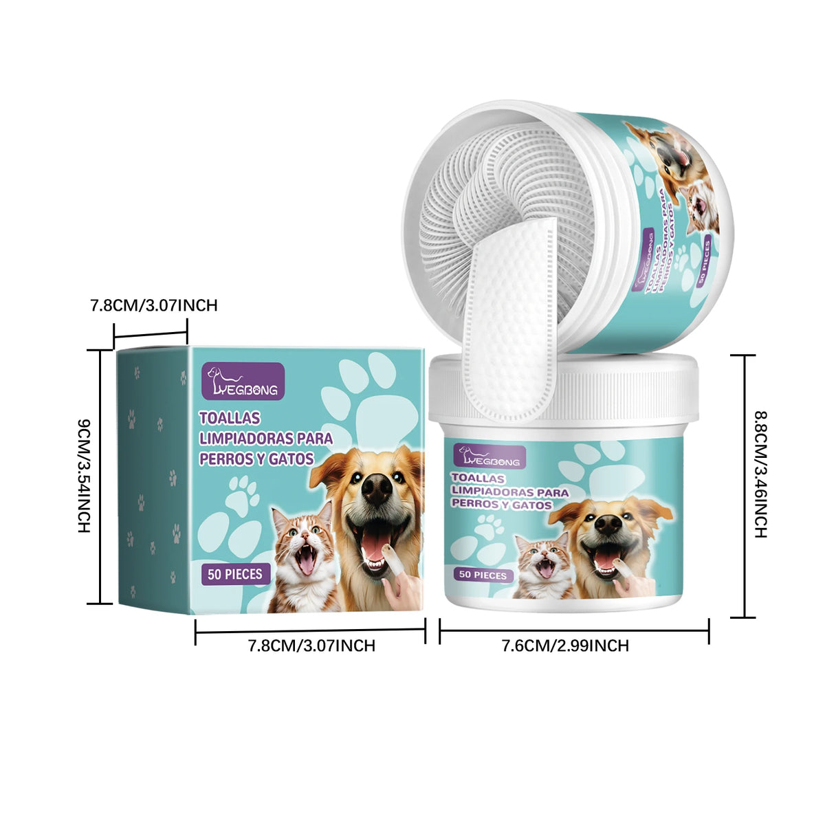 50PCS Pet Dental Cleaning Wipes Gentle Remove Teeth Stains Prevent Plaque & Tartar Refreshing Eliminate Bad Breath Non-irritating Gum Care Pet Dental Cleaner Finger Cots