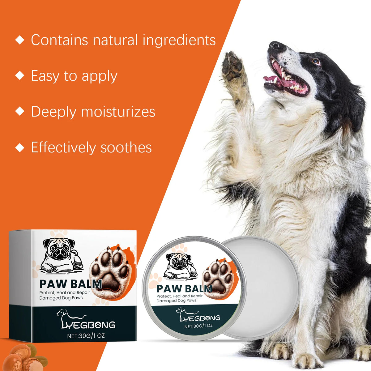 30G Pet Paw Balm Deep Moisturizing Repairing Damaged Skin Nourishing Paw Anti-chapping Enhance Smoothness Protective Natural Pet Paw Balm