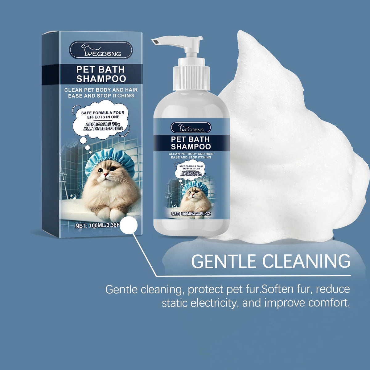 100ML Pet Bathing Shampoo Gentle Cleaning Dirts Moisturizing Enhance Smoothness Nourishing Skin Soothing Itching Improve Shine Fresh Fragrance Pet Shampoo for Cat & Dog