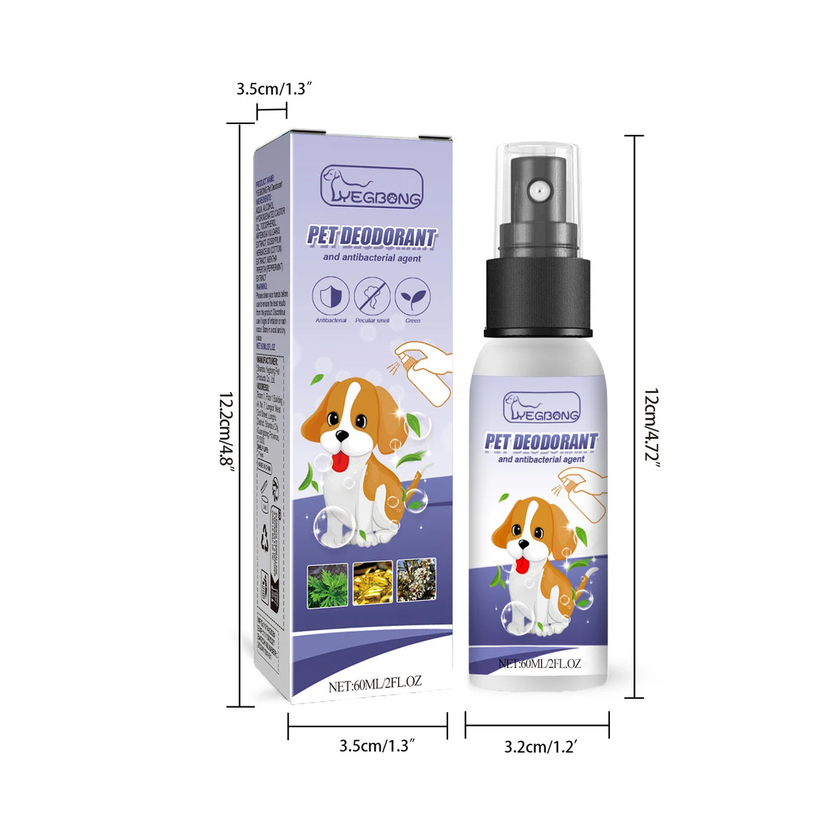 Yegbong Pet Deodorant Spray Non Irritating Moisturizing Skin Care