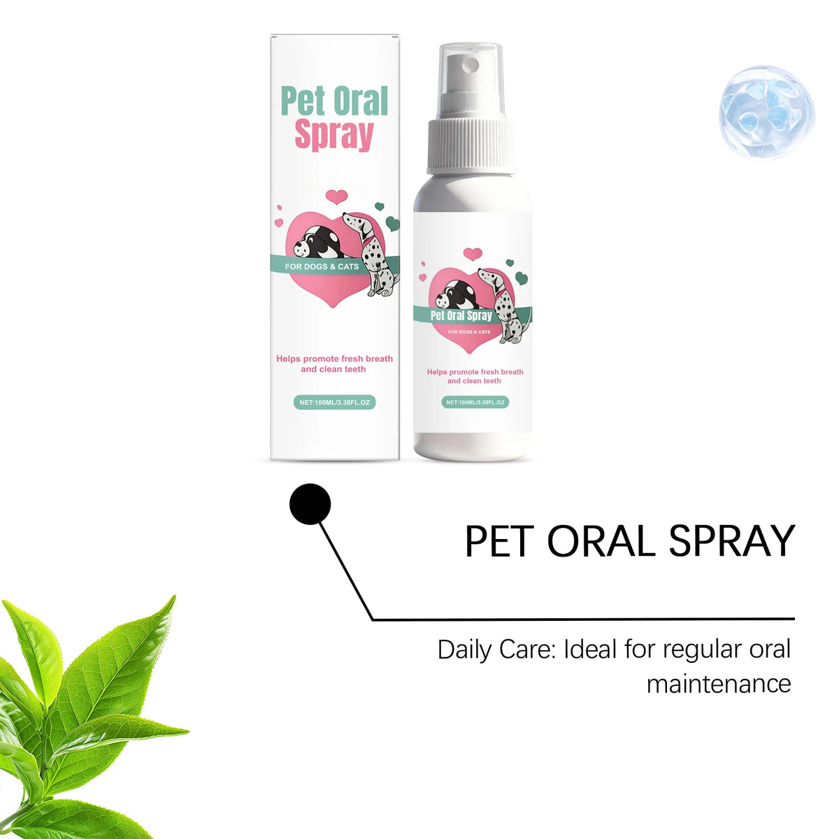 100ML Pet Oral Care Spray Gentle Remove Teeth Stains Prevent Plaque Eliminate Bad Breath Reduce Tartar Promote Pet Health Pet Dental Care Spray