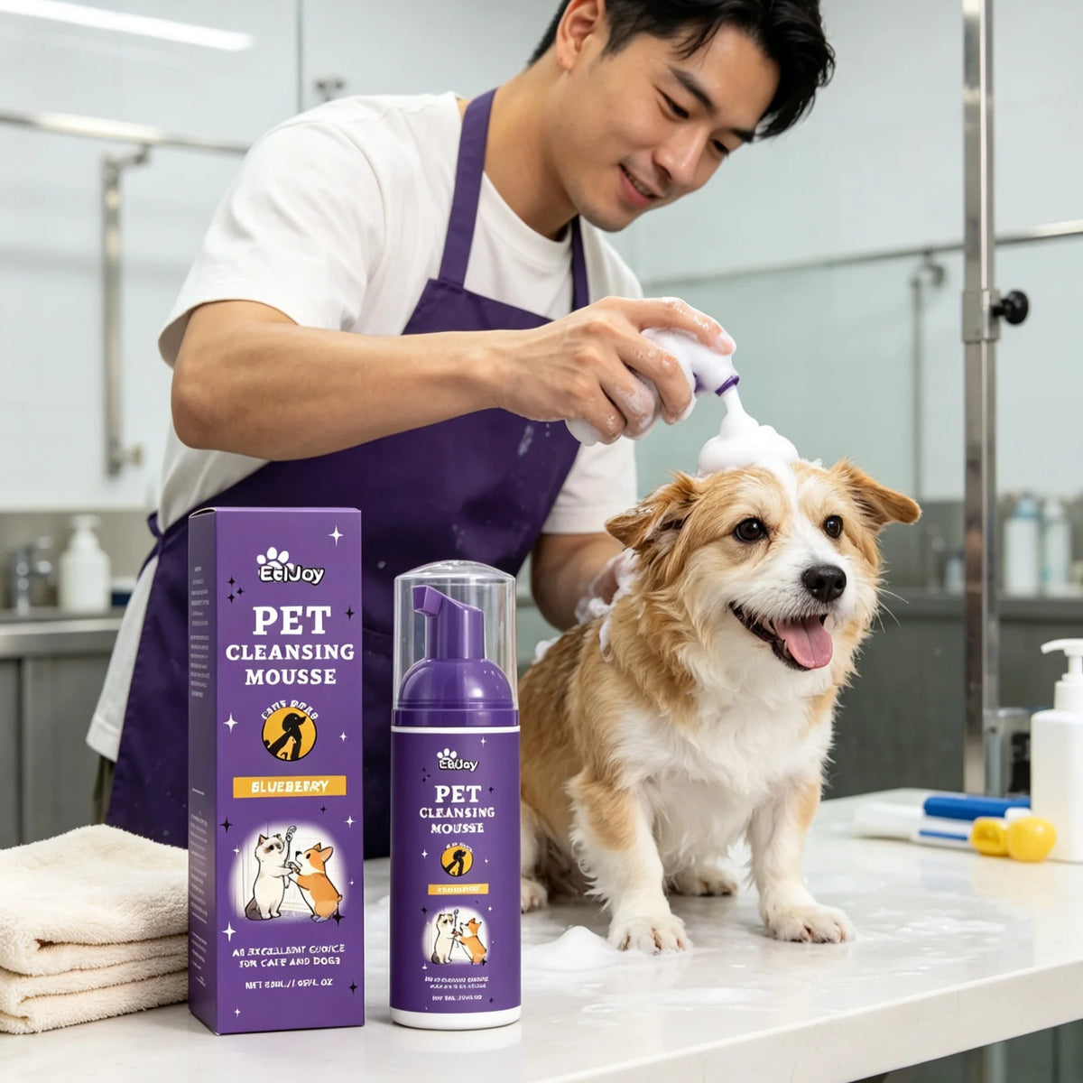 EelJoy Pet Grooming Foam Deep Cleansing Eliminating Odors Soothing Skin Minimize Scratching Prevent Fur Tangling Pet Wash Foam