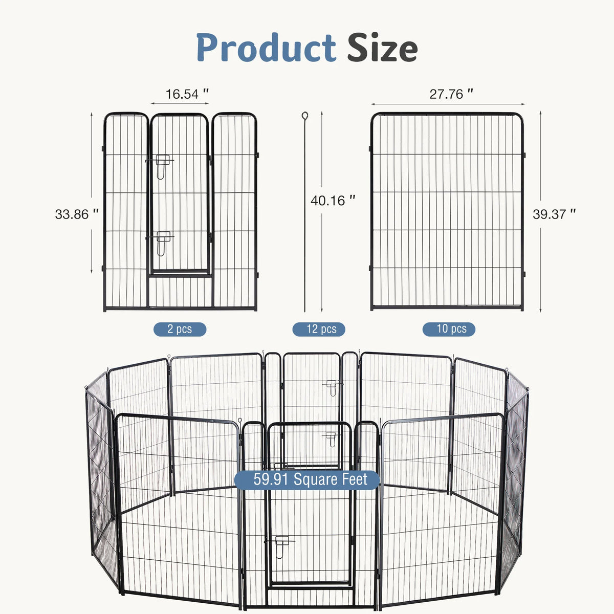 JHK Premium Metal Dog Playpen For Indoor Outdoor Exercise