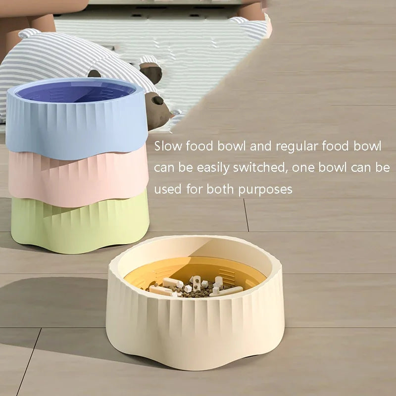 2 in 1 Rotatable Slow Feeder Dog Bowl 60° Switchable Pet Feeding Bowl Anti-Choke Anti-Vomit PP Food Bowl for Cats and Dogs