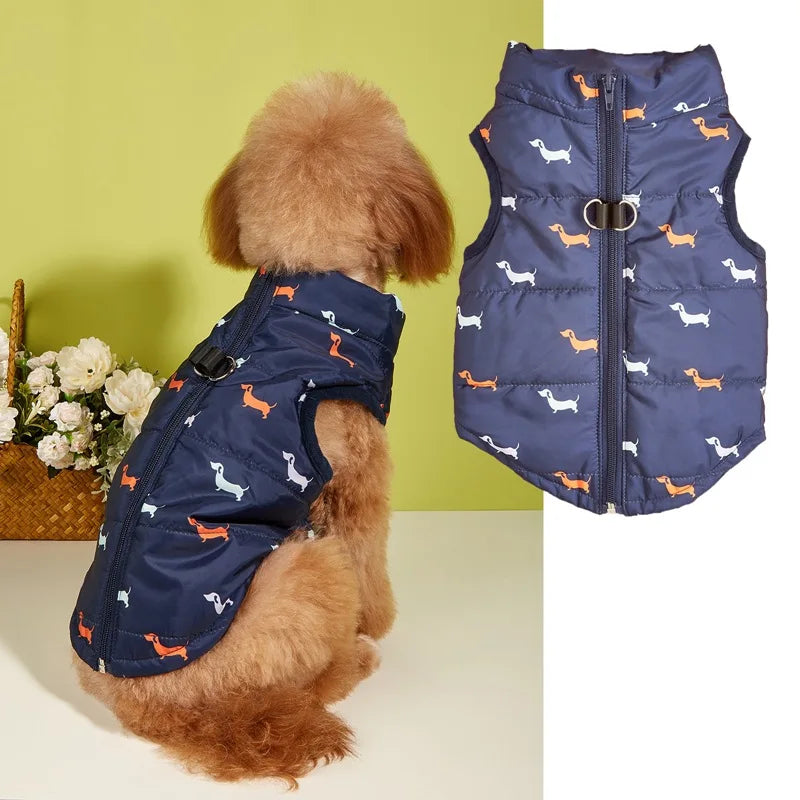 Pet Dog Jacket Warm Vest Winter Coat with Leash Hook for Small Dogs Teddy Pomeranian
