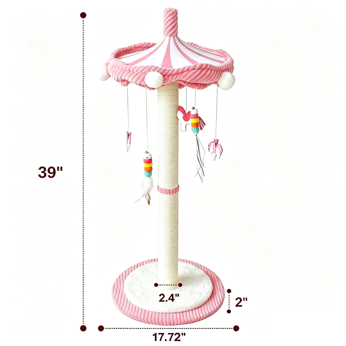 CWV Rotating Cat Scratching Post With Interactive Feather Toys