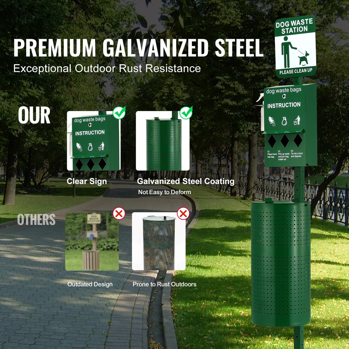 VEVOR Commercial Dog Waste Station With Bag Dispenser