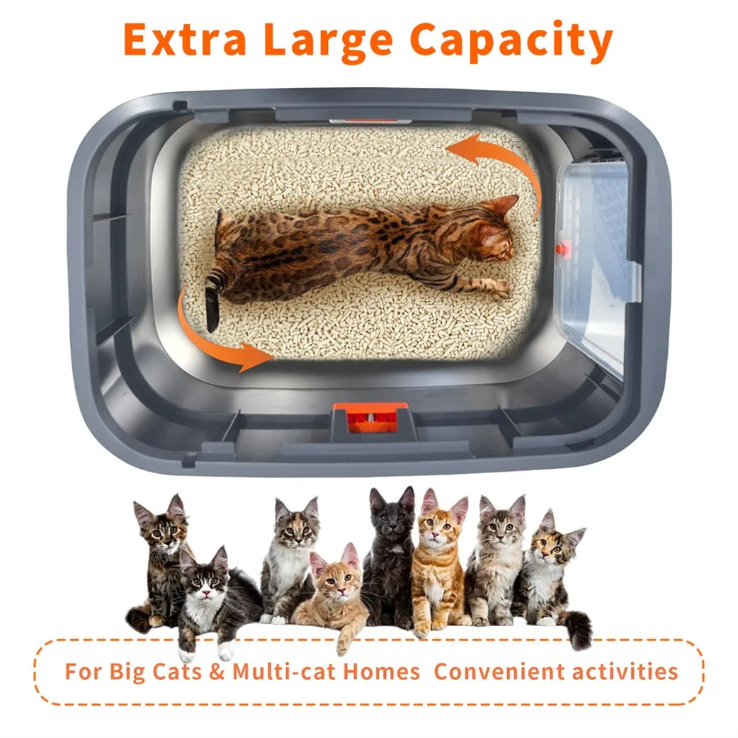 Stainless Steel Enclosed Cat Litter Box With Removable Lid