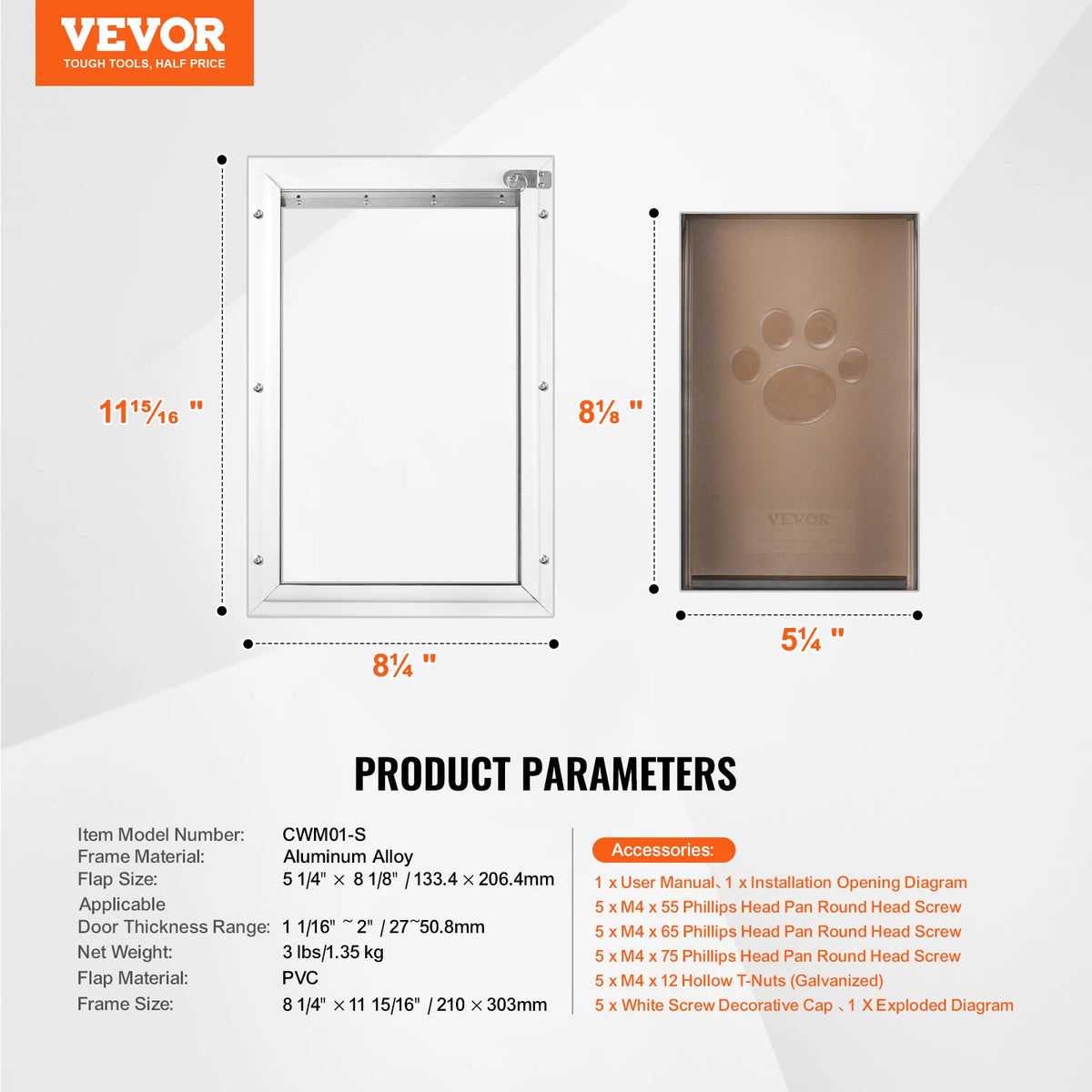 Weatherproof Aluminum Pet Door With Lock And Flap System