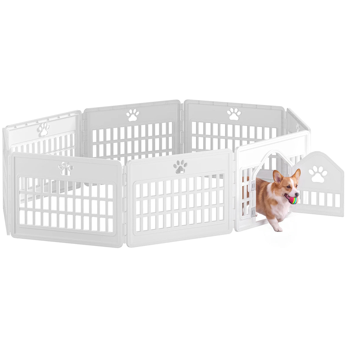 JHK Injection Molded Dog Playpen 4/6/8 Panel 24IN Expandable Durable Pet Fence for Medium Dogs Seamless Design Indoor Outdoor Folding Portable Puppy Playpen