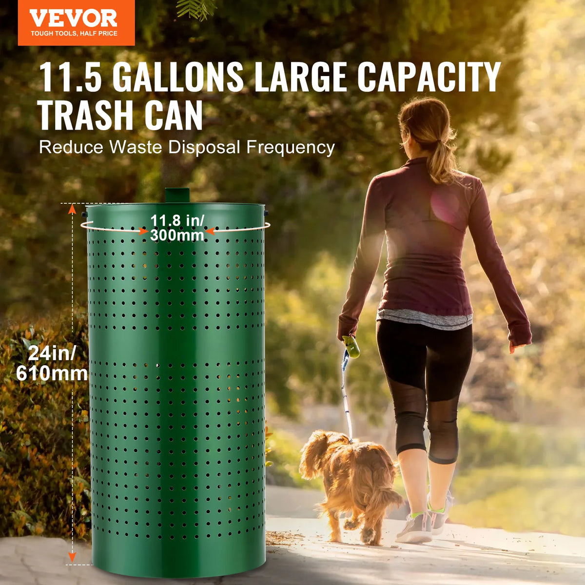 VEVOR Dog Poop Trash Can 11.5 Gallons Outdoor Dog Waste Bin with Lid for Pet Waste Station Dog Waste Disposal Container for Yard