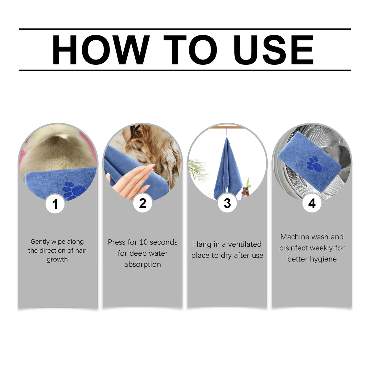Microfiber Pet Towel Super Absorbent Fast Drying Soft Towel for Dog Cat Bath Grooming