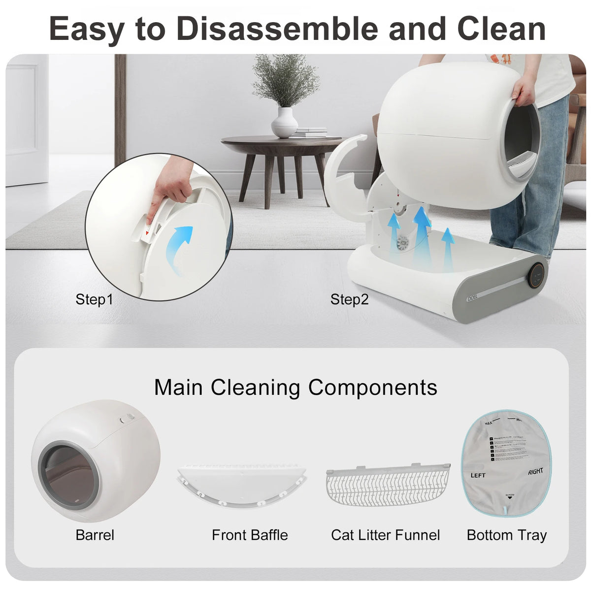 DOEL Smart Self Cleaning Cat Litter Box With App Control