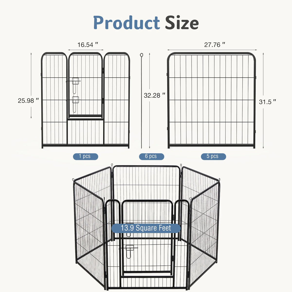 Jhk Sturdy Metal Dog Playpen Foldable Pet Exercise Pen