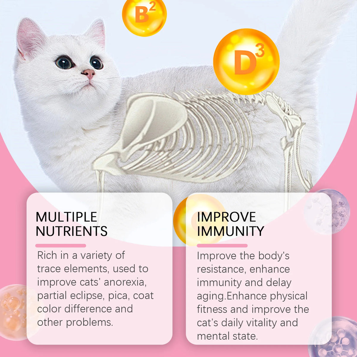 Cat Trace Element Tablets, Feline Vitamin Mineral Supplement, Supply Essential Nutrients & Balance Daily Diet