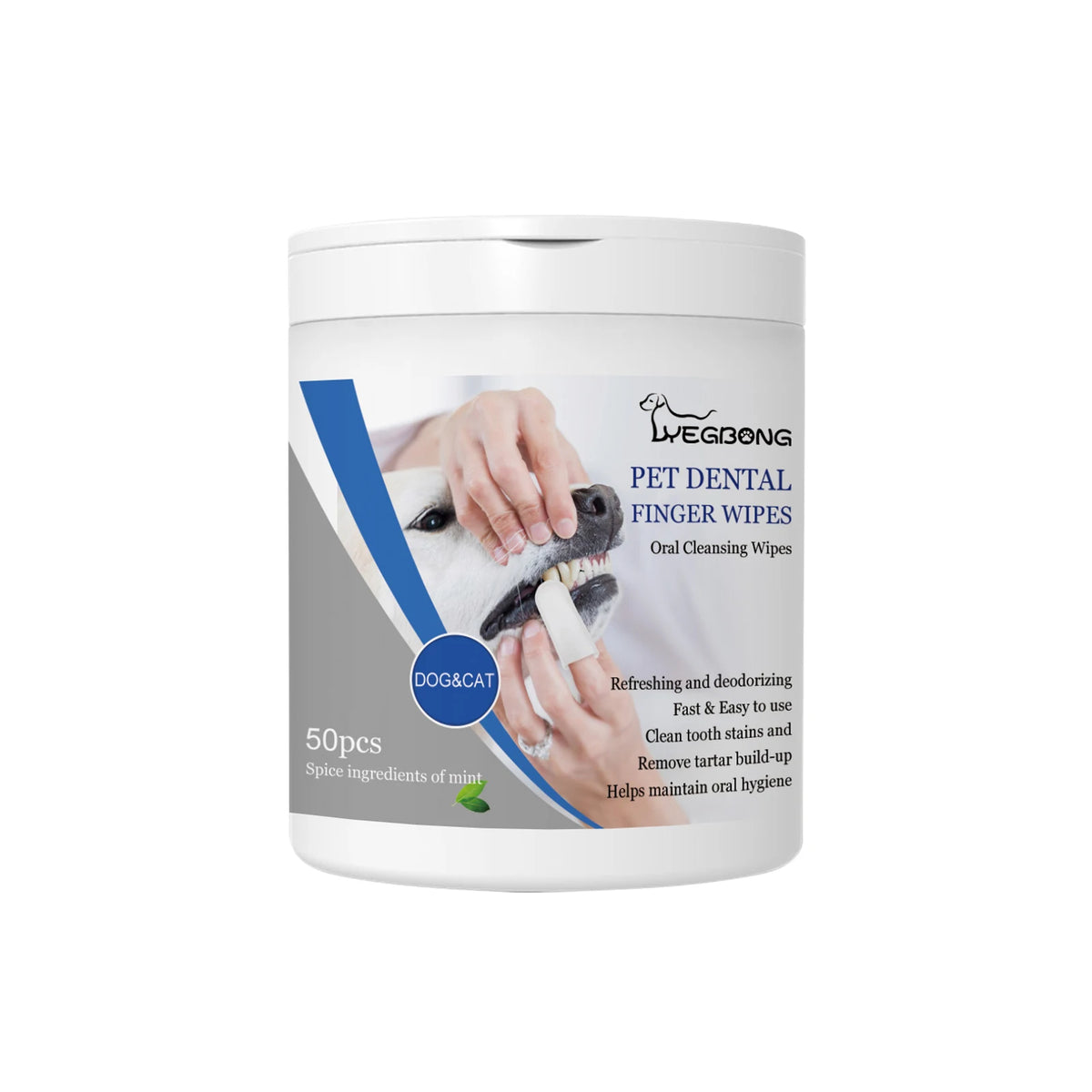 Pet Dental Finger Wipes for Dogs & Cats, Disposable Oral Cleaning Finger Wipes, Remove Tartar & Tooth Stains, Freshen Bad Breath Pet Oral Care