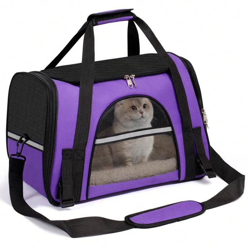 Dog & Cat Outdoor Supplies Secure Zipper Anti-Escape Pet Carrier Backpack | Spacious Ventilated Foldable Cat/Dog Travel Bag | Car & Airline Approved Collapsible Cage With Breathable Design