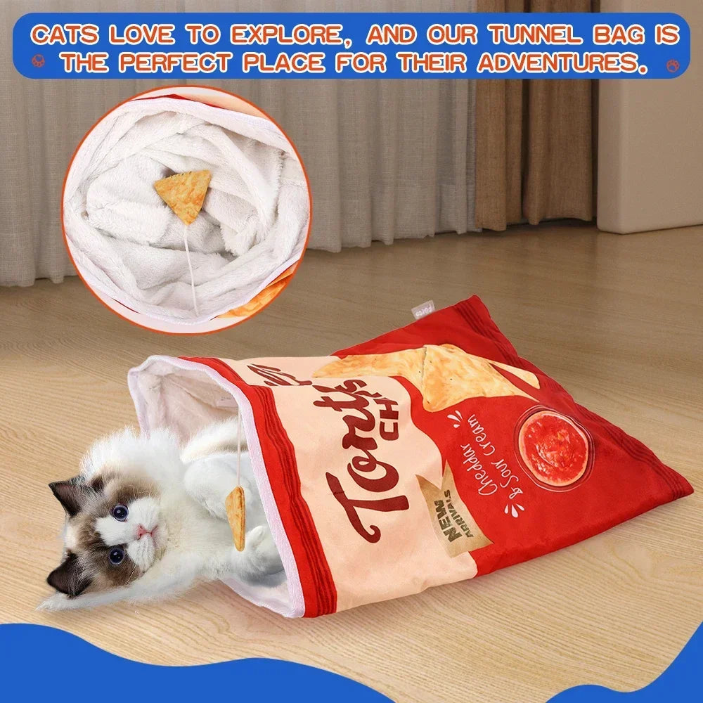 6 Halloween Gourmet Pattern Designs Cat Tunnel Toy, Cat Birthday Gift,Collapsible Interactive Cat Drill Bag Pet Toy