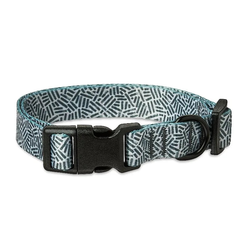 Polyester Cushioned Adjustable Dog Collar, Gray Print, M