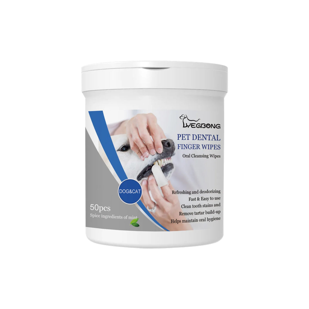 Pet Dental Finger Wipes for Dogs & Cats, Disposable Oral Cleaning Finger Wipes, Remove Tartar & Tooth Stains, Freshen Bad Breath Pet Oral Care