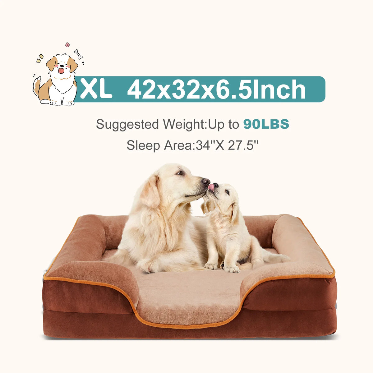 MCQ Memory Foam Orthopedic Dog Bed With Washable Cover