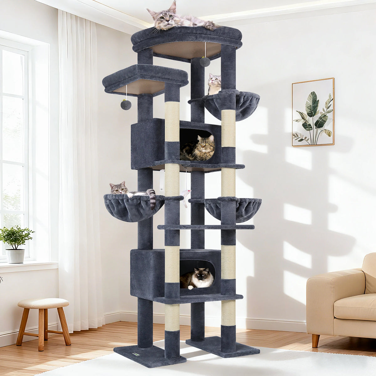 Globlazer Adjustable Multi-Level Cat Tree Tower with Condos and Hammocks