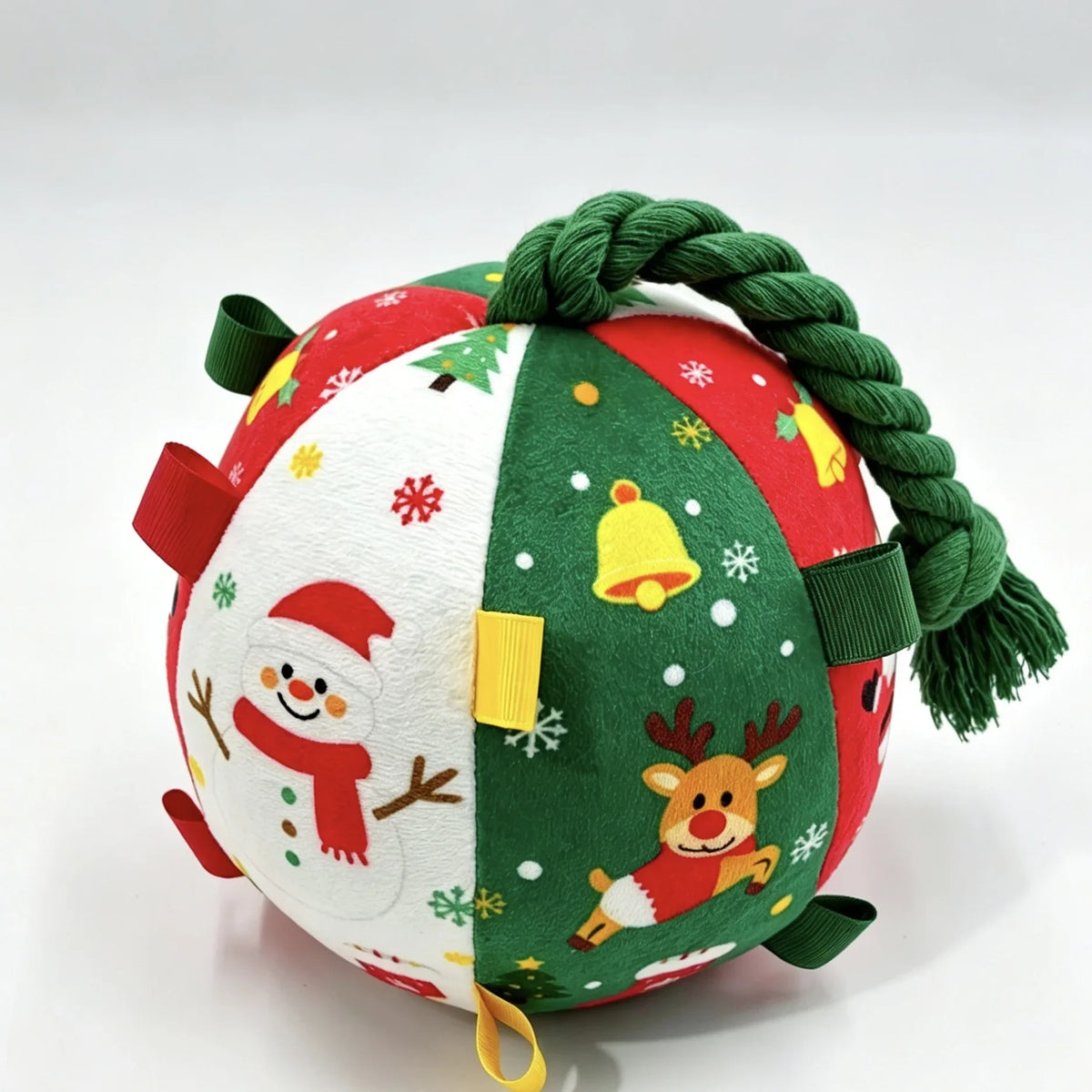 Christmas Interactive Dog Ball Toy with Bells, Durable Plush Pet Toy for Boredom Relief, Holiday Training Fetch Toy for All Dogs