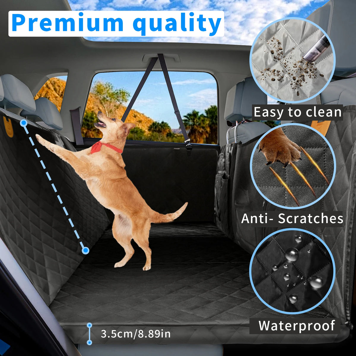 Borwart Waterproof Dog Car Seat Cover Extender Hammock