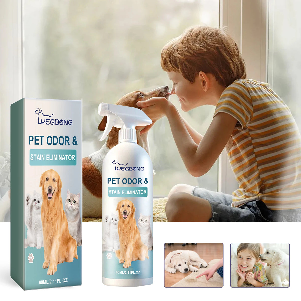 Pet Deodorizing Spray For Cats And Dogs, Remove Urine Feces Body Odor, Plant Extract Formula, Freshen Indoor Air