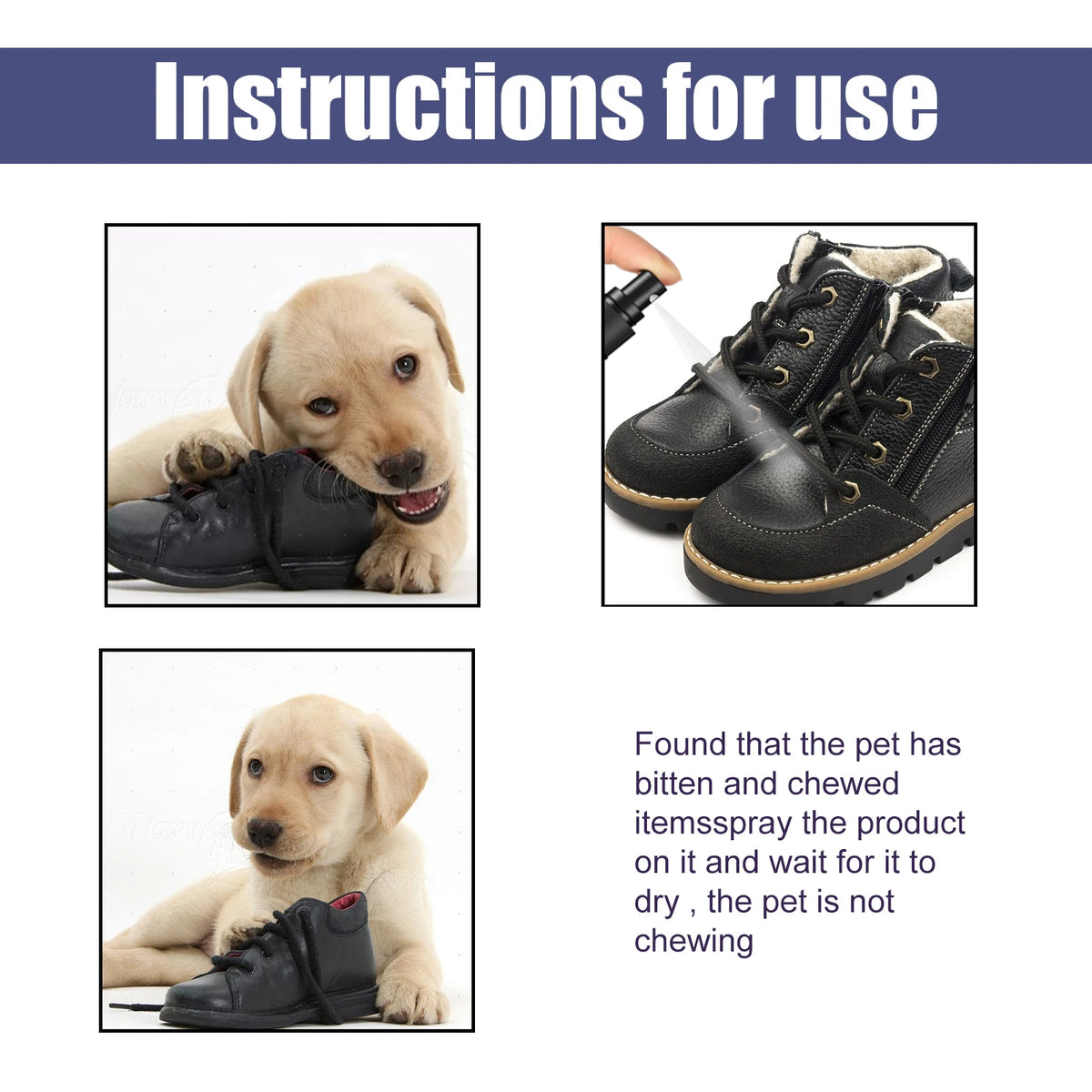 Pet Anti-Chew Bitter Spray, Dog Behavior Training Deterrent Spray, Stop Biting Chewing Scratching, Protect Furniture Shoes Household Items