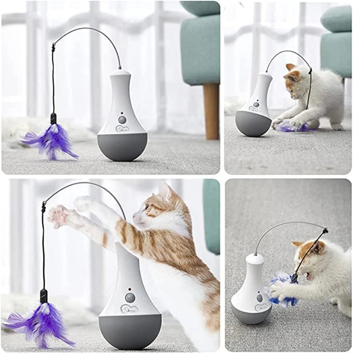 DOEL Automatic 360 Interactive Cat Feather Teaser Toy