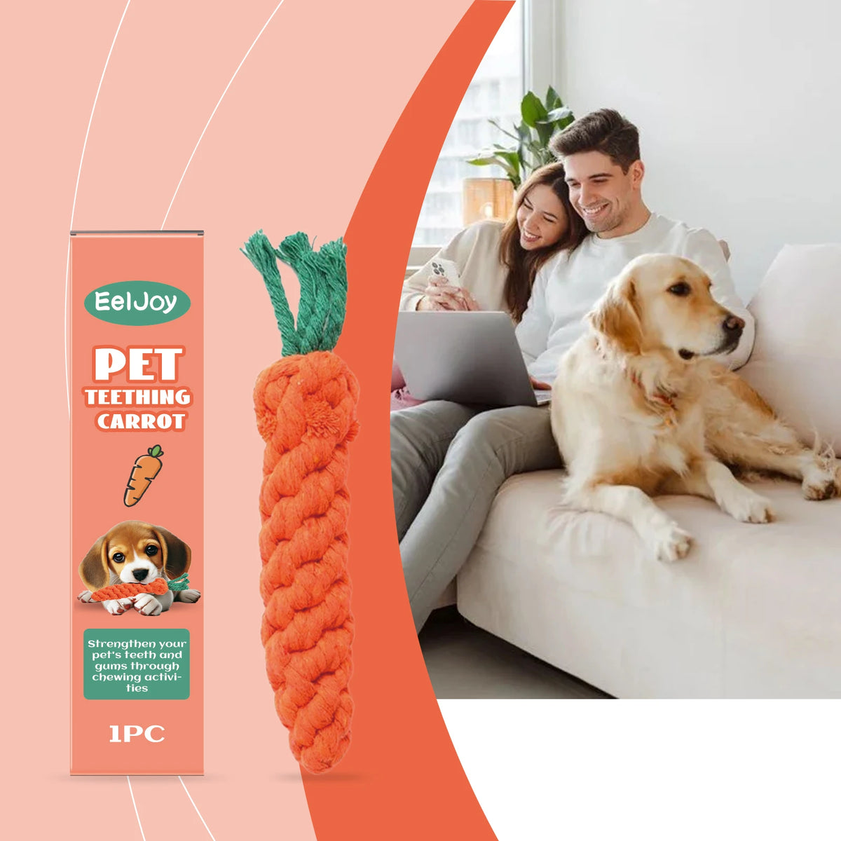 Pet Teething Carrot: Cute Carrot for Teething, Cares for Pet Teeth, Chewable and Bite-Resistant