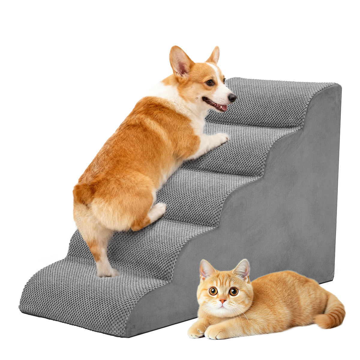Curved High Density Foam Pet Stairs And Indoor Ramp