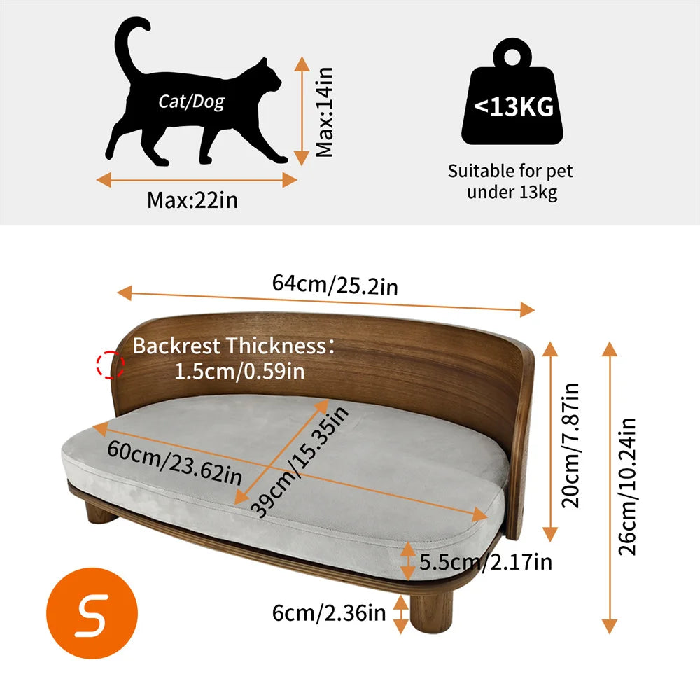 Borwart Elevated Wood Pet Sofa Bed Waterproof Cushion For Pets