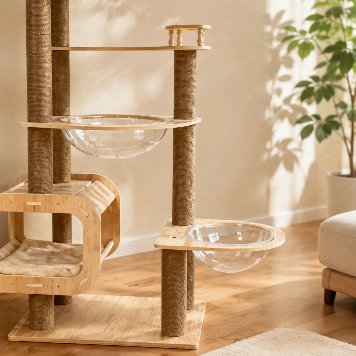Multi-Level Cat Tree Tower With Hammock And Sisal Scratching Posts