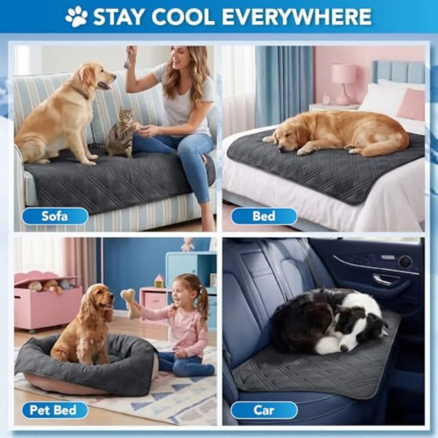 Dog Cooling Mat, Waterproof Self Cooling Dog Pad with Non-Slip Backing, Pet Cooling Mat for Crate, Couch, Kennel and