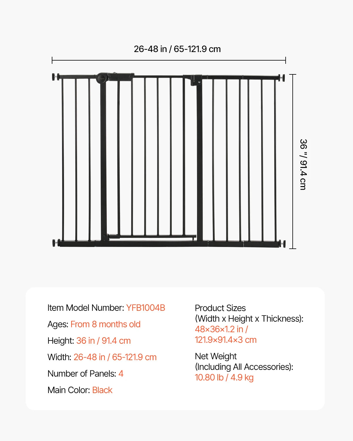 SucceBuy Stainless Steel Pressure Mount Baby Safety Gate