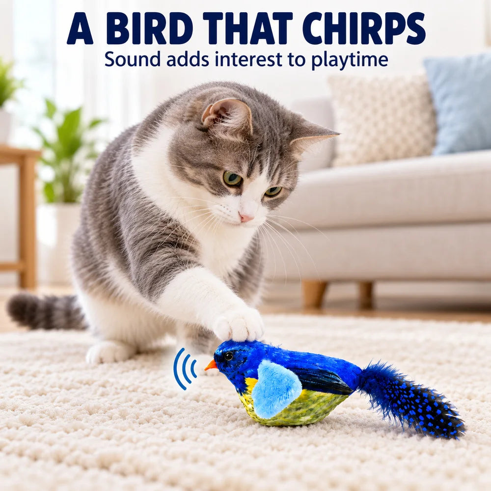 Zoe Interactive Game Cat Toys For Indoor Cats With Wobble Toy Soft Caterpillar And Chirping Bird For Batting Pouncing Kicking And Daily Play