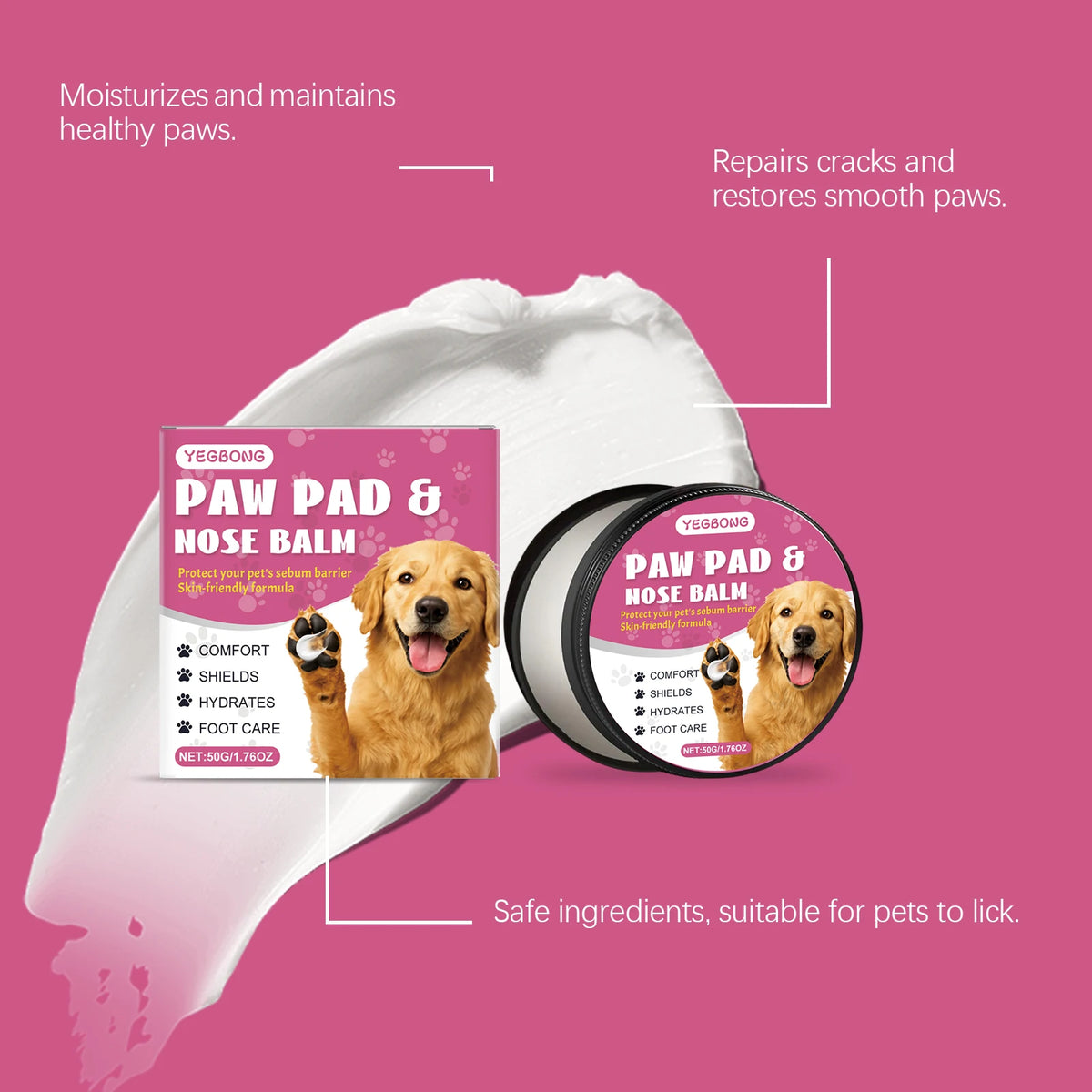 Pet Paw Pad & Nose Balm For Dogs And Cats, Pet Paw Care Cream, Moisturizing Nourish, Repair Cracked Paws & Dry Nose