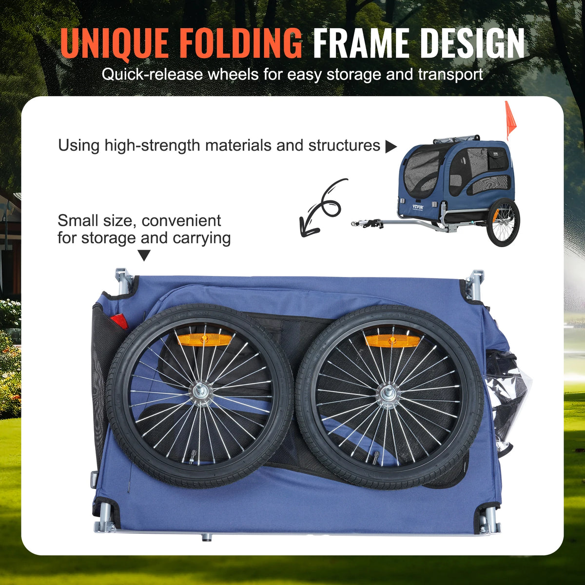Collapsible Pet Cart Dog Bike Trailer Bicycle Carrier Coupler Reflectors