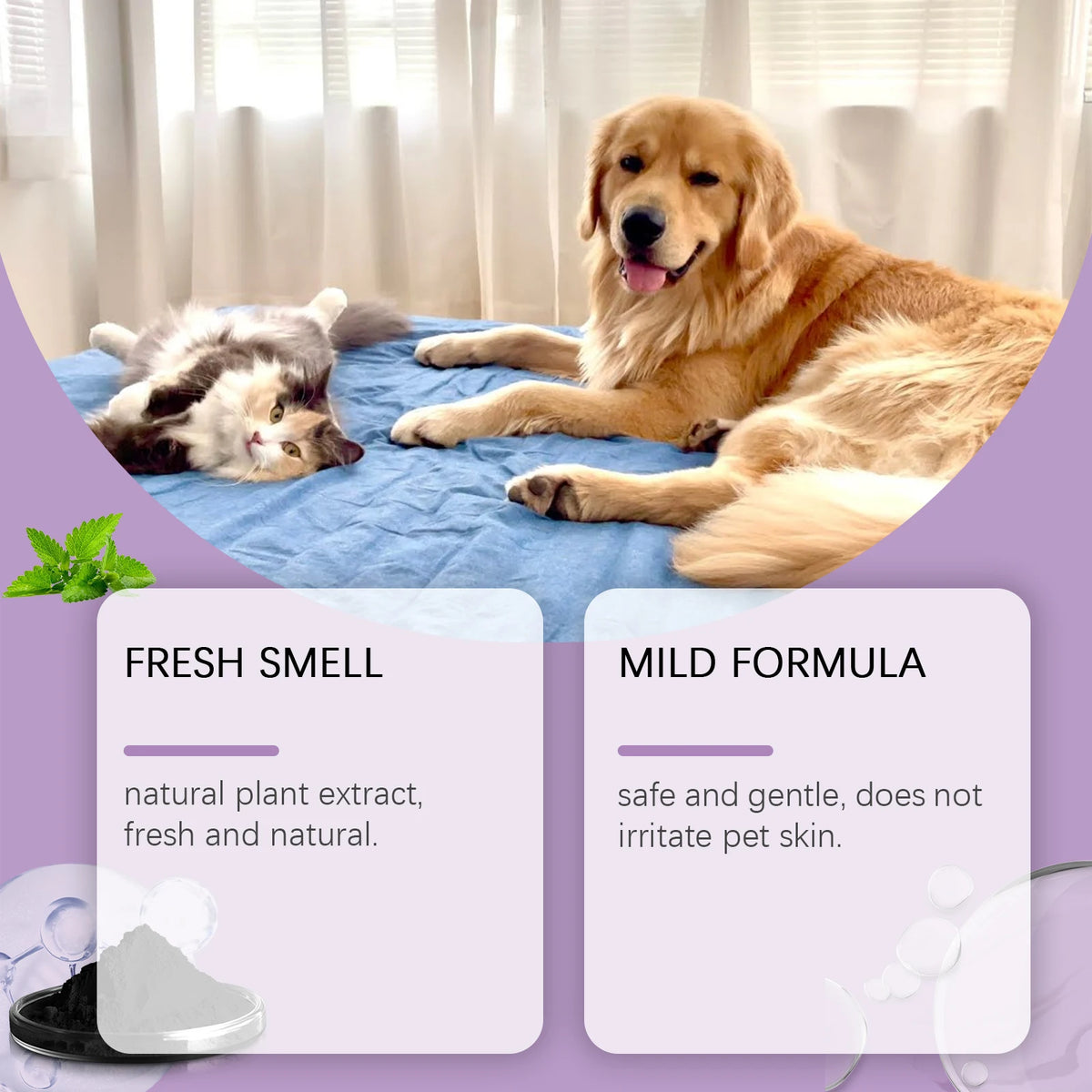 Pet Deodorizing Spray for Cats Dogs, Mild Plant Formula, Eliminate Pet Body Odor Freshen Indoor Air Long Lasting Scent