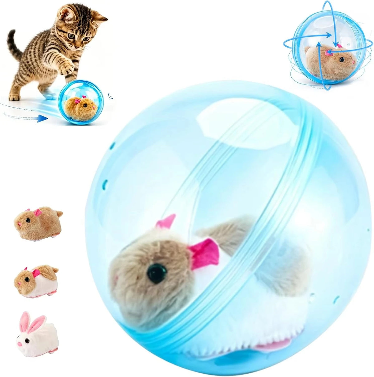 Self Rotating Obstacle Avoidance Cat Toy Ball for Indoor Exercise